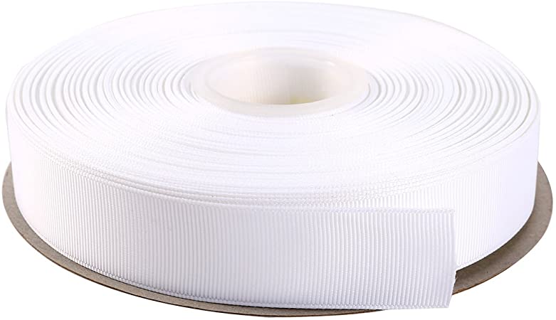 ITIsparkle 1" Inch Grosgrain Ribbon 50 Yards-Roll Set for Gift Wrapping Scrap Books Party Favor Hair Braids Hair Bow Baby Shower Decoration Floral Arrangement Craft Supplies, White Ribbon