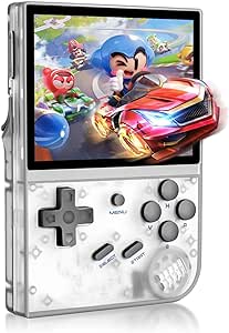 Anbernic RG35XX Handheld Game Console Retro Games Consoles with 3.5 Inch IPS Screen 64G TF Card 5474 Classic Games 2100mAh Battery Support Linux and Garlic Dual Stylem, HDMI and TV Output White