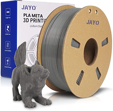 JAYO PLA Meta 1.75mm Upgraded 3D Printer Filament, High Strength, High Tenacity, High Fluidity, No Clogging Filament for FDM Printers, Dimensional Accuracy ± 0.02mm 3D Printing Consumables, Grey 650G