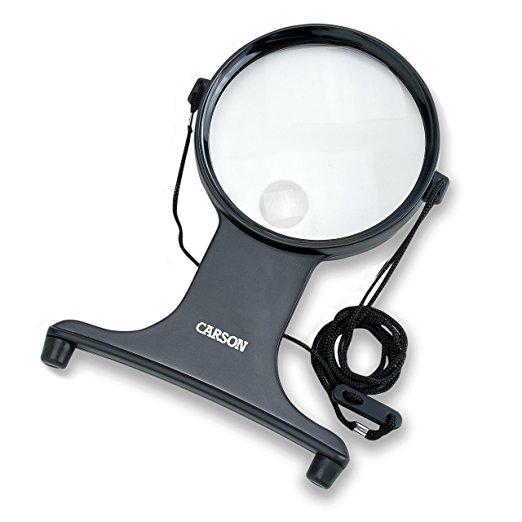 Carson MagniFree 2x Hands-Free Magnifier with 3.5x Bi-Focal Spot Lens (HF-25)