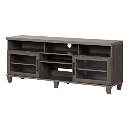 South Shore Adrian TV Stand - Gray Maple with Metal Handles