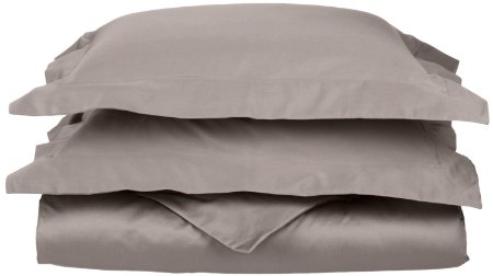 Egyptian Cotton 650 Thread Count, King/California King 3-Piece Duvet Cover Set, Single Ply, Solid, Grey
