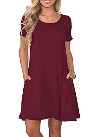Fantastic Zone Women's Casual Summer T Shirt Dresses Short Sleeve Swing Dress with Pockets