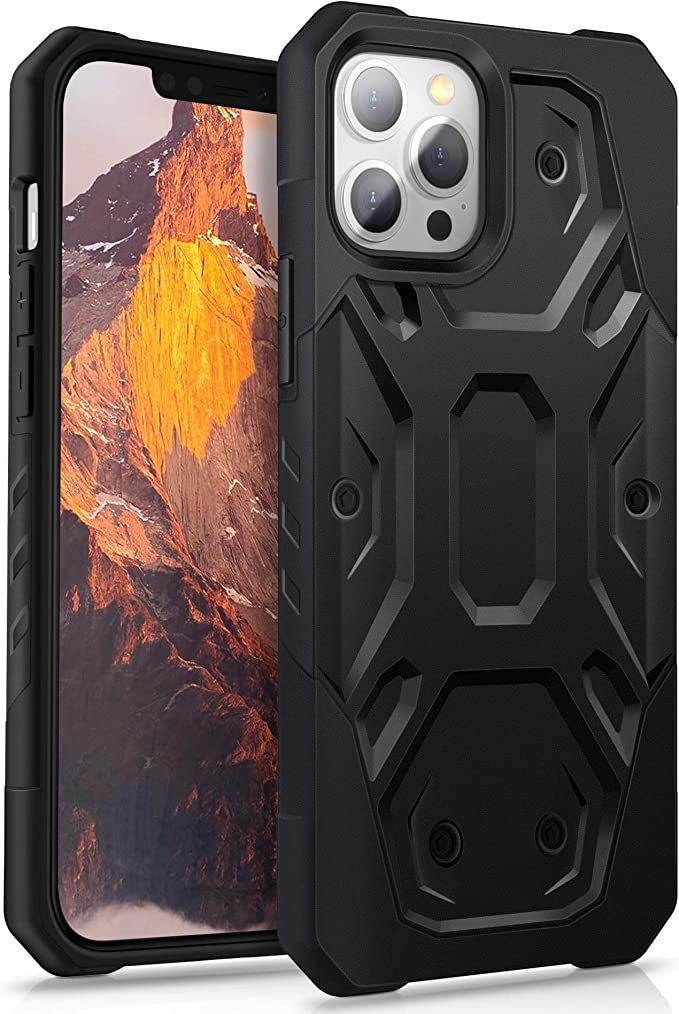 MOBOSI Compatible with iPhone 12 Case/iPhone 12 Pro Case, Military Grade Heavy Duty Shockproof Drop Protective Phone Cover 6.1 Inch (2020 Release) - Black