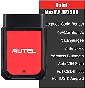 Autel MaxiAP AP2500 Upgraded AP200/AP200C/AP200H/AP200M Bluetooth OBD2 Code Reader Auto Scanner Car Scan Tool 5  Service Functions 45  Car Brands Free APP for Android/iOS Advanced AP2500E