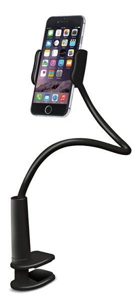 Aduro® Solid-Grip 360 Adjustable Universal Gooseneck Smartphone Stand for Desk - Durable, Rubberized, Mount w/ Holder (Black)