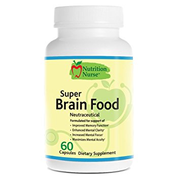 Nutrition Nurse Super Brain Food, Nutraceutical, Ginkgo Biloba, DMAE, St. John's Wort