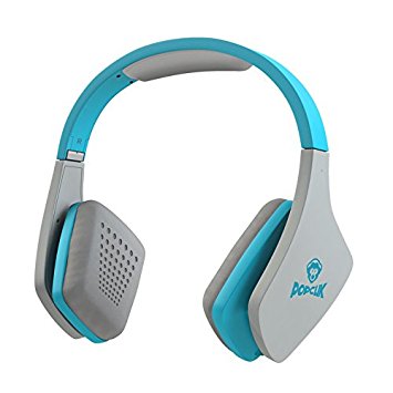 PopClik JUMP! Headphones in Light Blue Lightweight Over the Ear 32 Ohms Impedance