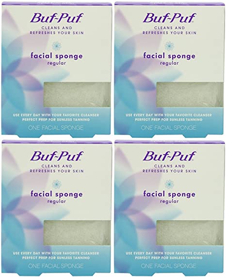Buf-Puf Reusable Facial Sponge, Regular, 4 Count