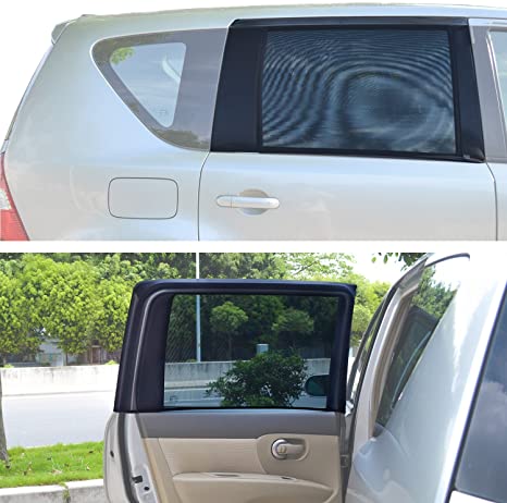 TFY Universal Car Rear Side-Door Square-Window Sunshades - for Vehicles with Side Windows 29.5Inch - 41.5Inch W x 19Inch H (Regular Rectangular Window)