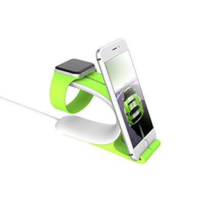 LOCA Mobius 2-in-1 Apple Watch Smart Watch Charging Docks, Charging Stand Holder for All iWatch & iPhone & iPad Edition  (Green)