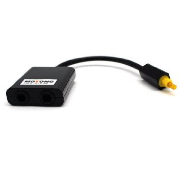MOTONG(TM) New design Toslink Digital Optical Audio Splitter Adapter 1 in 2 Out-Black