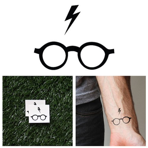 Tattify Glasses Temporary Tattoo - The Boy Who Lived (Set of 2) - Other Styles Available - Premium and Fashionable Temporary Tattoos - Tattoos that are Long Lasting and Waterproof