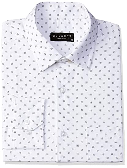 Diverse Men's Printed Regular Fit Full Sleeve Cotton Formal Shirt