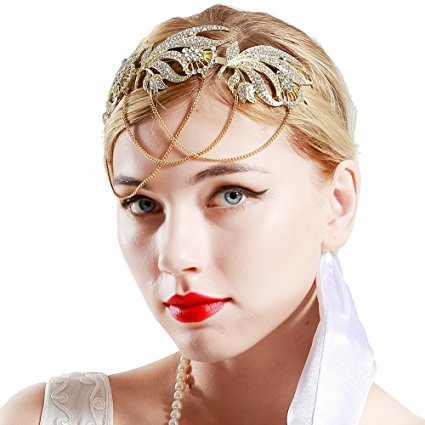 BABEYOND The Great Gatsby Inspired Bridal Art Deco Hair Comb Clear Austrian Crystal Gold