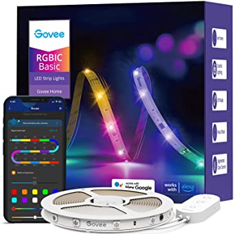 Govee LED Strip Light 5m, RGBIC Works with Alexa and Google Assistant, Smart WiFi APP Control Music Sync 5m LED Lights for Bedroom, Party, Gaming Room