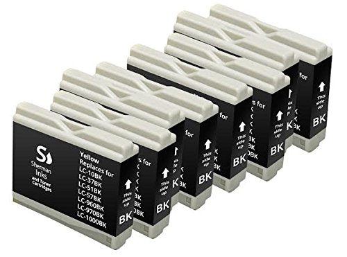 Sherman Inks and Toner Cartridges ® 8 Pack Compatible Brother LC51 LC 51 Ink Cartridge 8 Black Set Replacement for Inkjet Printers: DCP-130C, DCP-330C, DCP-350C, DCP-353C, DCP-540CN, DCP-560CN, DCP-750CW, DCP-770CW, MFC-230C, MFC-240C, MFC-3360C, MFC-440CN, MFC-465CN, MFC-5460CN, MFC-5860CN, MFC-660CN, MFC-665CW, MFC-680CN, MFC-685CW, MFC-845CW, MFC-885CW, FAX-1860C, FAX-1960C, FAX-2480C, IntelliFax 1860C, IntelliFax 1960C, 2480C, 2580C Bulk b c y m bk