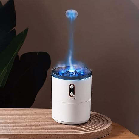 AUSLESE Volcano Humidifier Water Flame Diffuser 2 Mist Modes Waterless Auto-Off & Timer Capacity 450ML