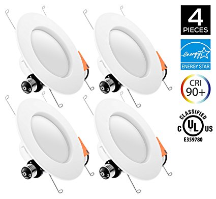 Hyperikon 5/6" LED Downlight, ENERGY STAR, 14W (75W Replacement), 2700K (Warm White), CRI90 , Retrofit LED Recessed Lighting Fixture, LED Ceiling Light, Dimmable - (Pack of 4)