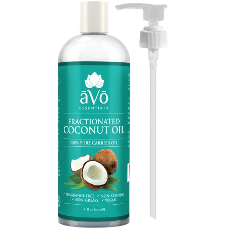 āVō Fractionated Coconut Oil 16 Oz - 100% Pure Carrier and Base Oil for Aromatherapy, Massage, and Natural Moisturizer of Hair, Nails and Skin - Free Pump Included