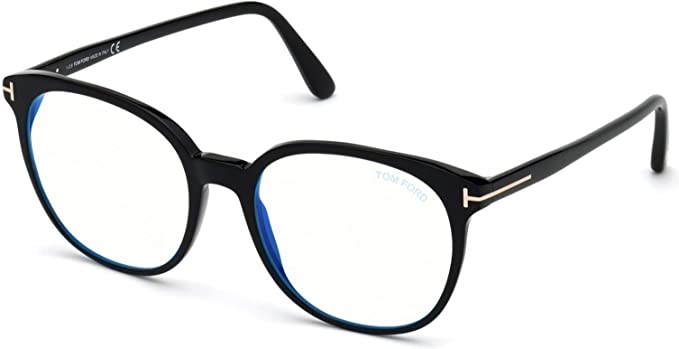 Eyeglasses Tom Ford FT 5671 -F-B Asian fit 001 Shiny Black/Blue Block Lenses