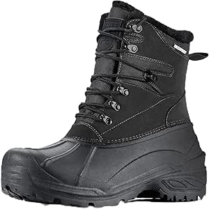 FREE SOLDIER Mens Snow Boots Warm Fleece Lining Winter Ski Shoes Waterproof Insulated Booties