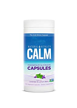Natural Vitality Calm Capsules, Magnesium Glycinate Supplement with Lavender & Lemon Balm - 120 Count Vegan Capsules