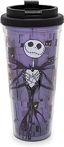 Disney The Nightmare Before Christmas Jack Skellington Plastic Travel Tumbler With Lid | Holds 24 Ounces