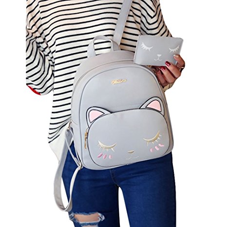 FWQ Casual Backpack Cartoon Cat Handbag Travel Bag
