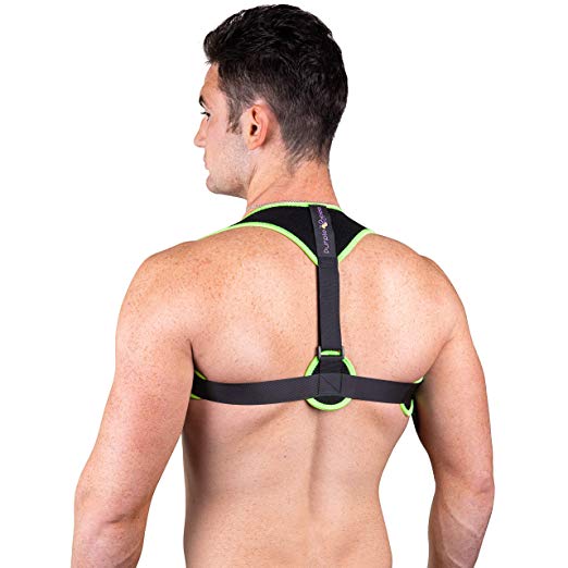 Purple Bees Posture Corrector For Men & Women With Adjustable Magnetic Therapy – Upper Back Brace Straightener For Spinal Alignment & Clavicle Support Providing Relief From Neck, Shoulder & Back Pain