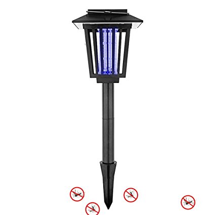 YIER Solar-Powered Outdoor Insect Killer / Bug Zapper / Mosquito Killer- Hang or Stick in the Ground - Dual Modes - Bug Zapper & Garden Light Function