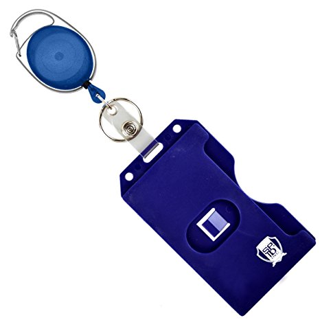 Specialist ID Carabiner Badge Reel with Vertical Multi Card Badge Holder and Key Ring (Blue) by Specialist ID