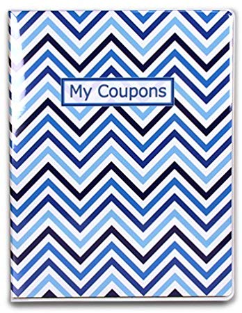 9-Pocket Coupon Organizer Portfolio - Chevron Blue