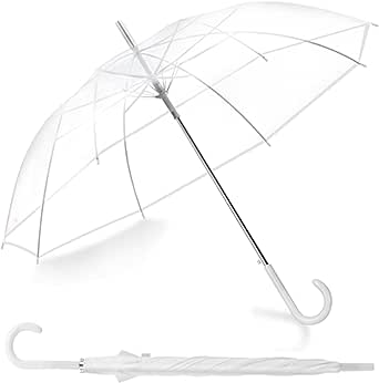 Liberty Imports Pack of 12 Wedding Style Stick Umbrellas Large Canopy Windproof Auto Open J Hook Handle in Bulk Photo Props