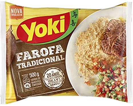 Yoki Seasoned Cassava Flour Farofa de Mandioca Pronta 500g, 17.6 Ounce
