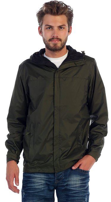 Gioberti Mens Waterproof Front Zip Hooded Rain Jacket