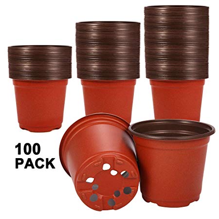 Akarden 100 Pcs Plastic Nursery Pot/Pots, Plant Pots, Flower Plant Container Seed Starting Pot