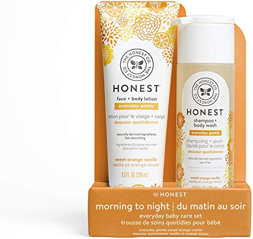 The Honest Company 2Piece Sweet Orange Vanilla Shampoo   Body Wash (10 Fl. Oz.) Face   Body Lotion (8.5 Fl. Oz.) Bundle | Tear Free | Naturally Derived Ingredients | sulfate & Paraben Free Baby Bath