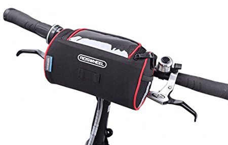 Waterproof Cycling Bicycle Mountain Road MTB Bike Front Frame Tube Handlebar Bag,Folding Bike Front Handbar Basket Touchscreen Operation Transparent PVC Pouch