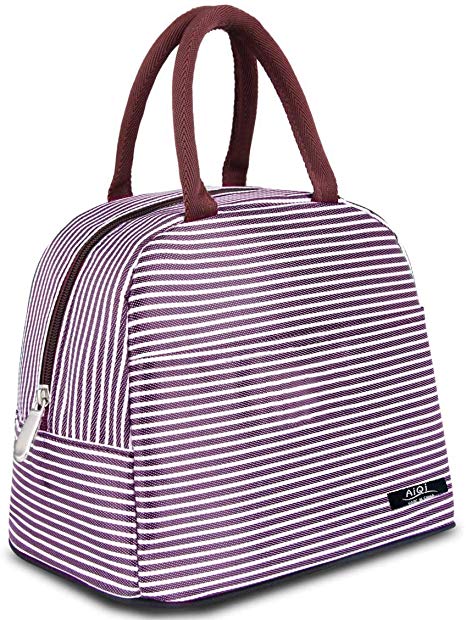 Lunch Bag,Tote Bag Lunch Organizer Lunch Holder box, Insulated Lunch Cooler Bag, Picnic Tote Cooler Travel Organizer for Women/Girls (Purple)