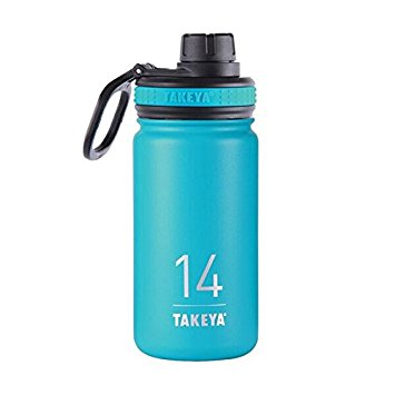 Takeya ThermoFlask Insulated Stainless Steel Water Bottle, 14 oz, Ocean