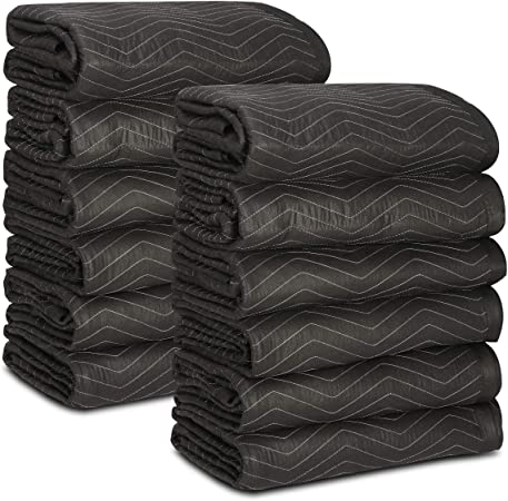 ZENY 12 Heavy Duty Moving Packing Blankets Quilted Moving Pads Ultra Thick 72 x 80’’(65lb/dz) Professional Quilted Shipping Furniture Blankets Pads for Moving and Storage