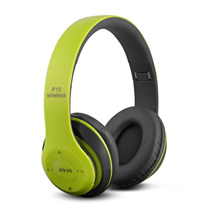 FX-Victoria Bluetooth On-Ear Headphones Great Heavy Bass Headphones with Microphone and Volume Control for Travel, Work, Sport, Supports FM Stereo Function / MicroSD / TF Card, Green