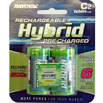 Rayovac Hybrid Rechargeable C NiMH Batteries (Pack of 2)