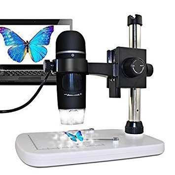 MAOZUA 5MP 20x-300x Magnifier USB Microscope 5MP with Professional Base Stand for Windows, Mac, Vista with 8 LED Lights
