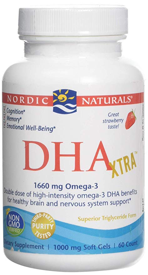 Nordic Naturals Dha Xtra Strawberry Softgels, 1660 mg, Pack of 60 Capsules