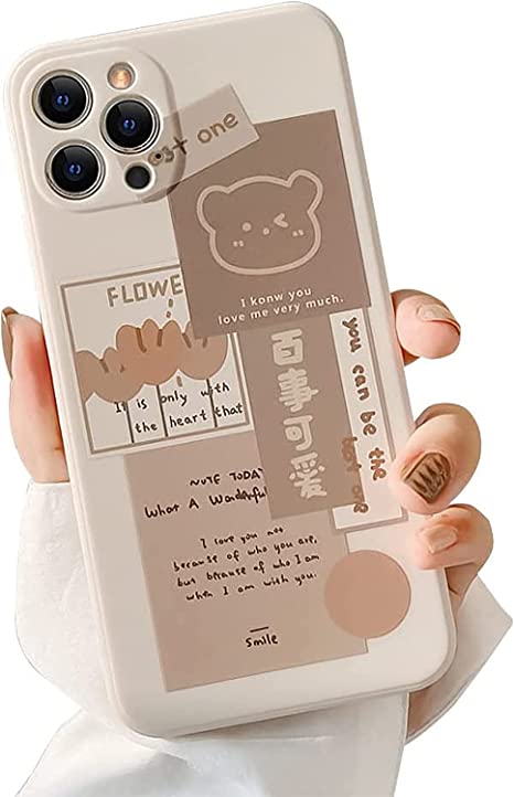 Ownest Compatible with iPhone 14 Pro Max Case with Cute Bear 3D Cartoon Pattern for Women Girls Boys Soft Silicone Protective for iPhone 14 Pro Max 6.7 Inch-Brown