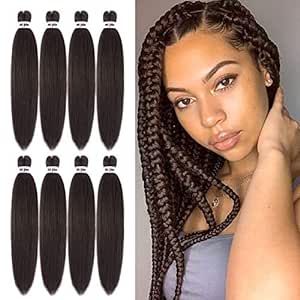 Pre Stretched Braiding Hair 26 Inch 8 Packs Professional Soft Yaki braiding Hair For Braids Hot Water Setting Synthetic Crochet Hair Extensions (26 Inch (Pack of 8), 4)