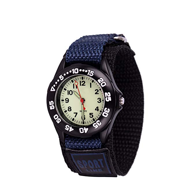 Wolfteeth Boys Analog Watch with Bezel Boys Watches Waterproof Hook and Loop Nylon Band 3042