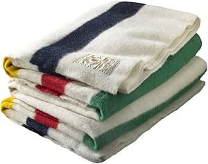 Woolrich 72 by 90-Inch Hudson Bay 4 Point Blanket, Natural with Multi Stripes